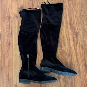 Marc Fisher black velvet over the knee boots stretch size 10